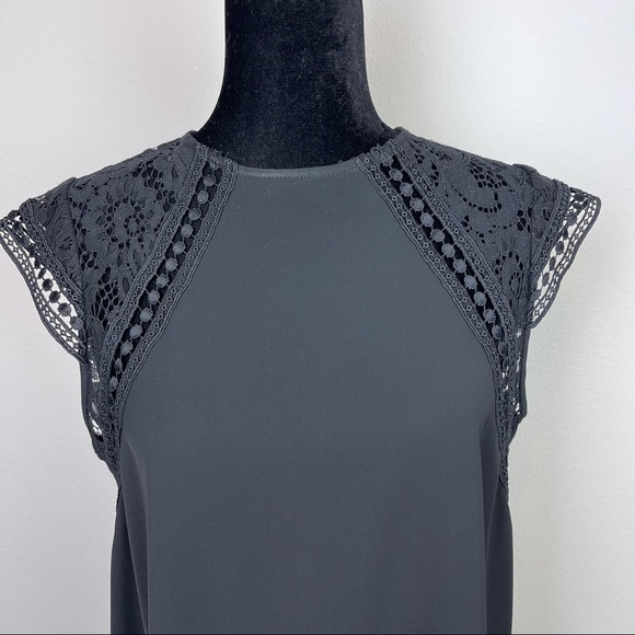 NWOT Black Zara Lace Shoulder/Cap sleeve accent Dress sleeveless size S - Picture 6 of 12